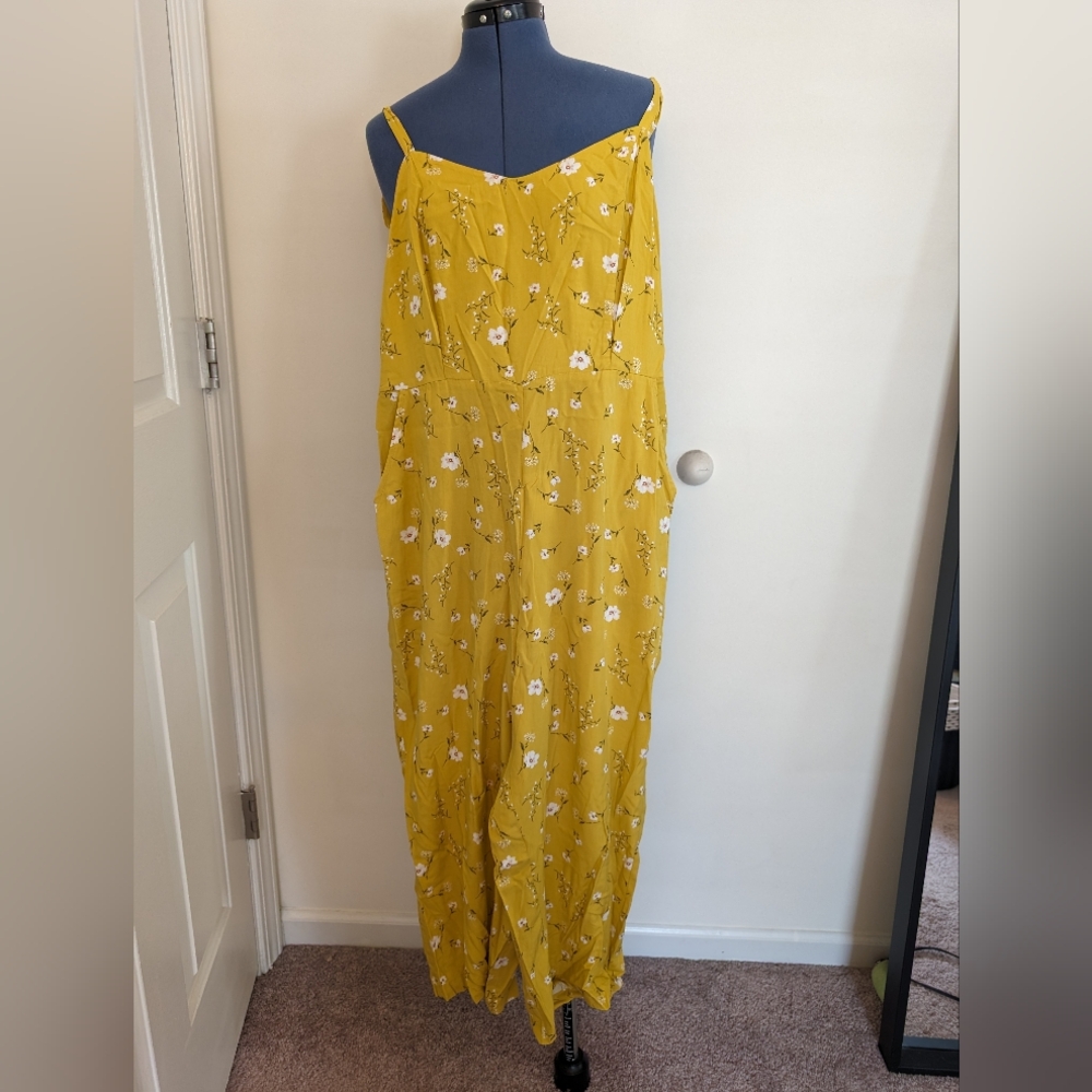Yellow floral jumpsuit size large
